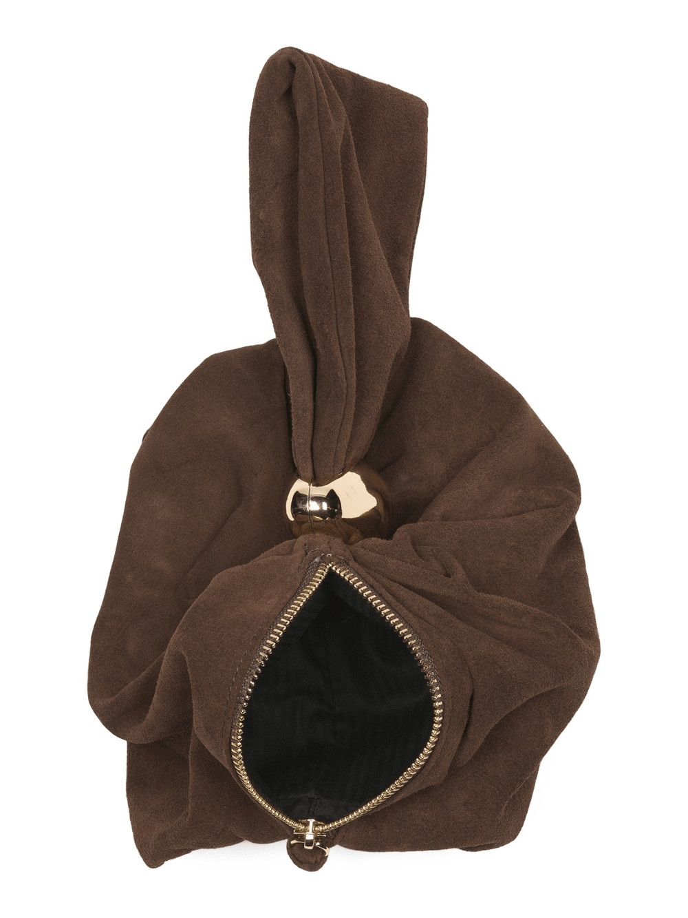 Cheval Brown Suede Knot Wristlet Bag