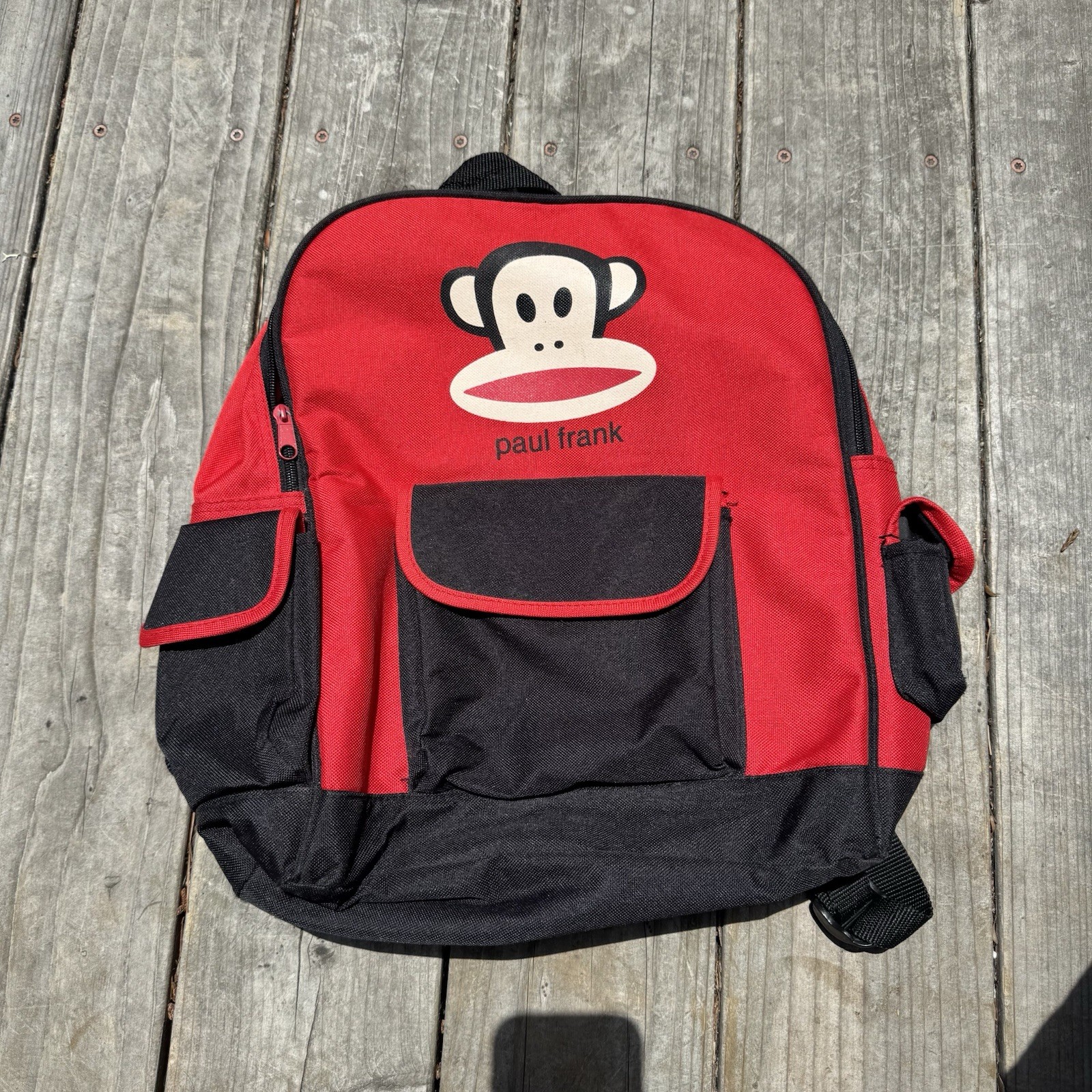 ~Vintage PAUL FRANK Backpack~JULIUS The Monkey~RED & Black~2010’s?~Excellent~