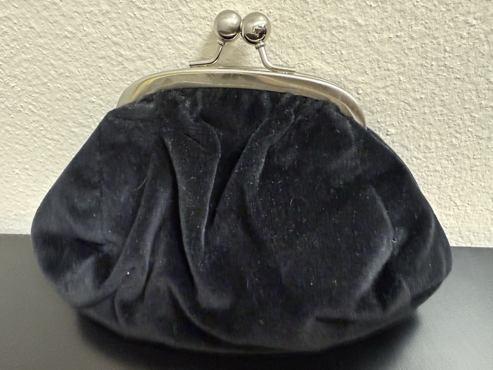 New Talbots Black Velour Small Purse Wallet Silver Toned Snaps