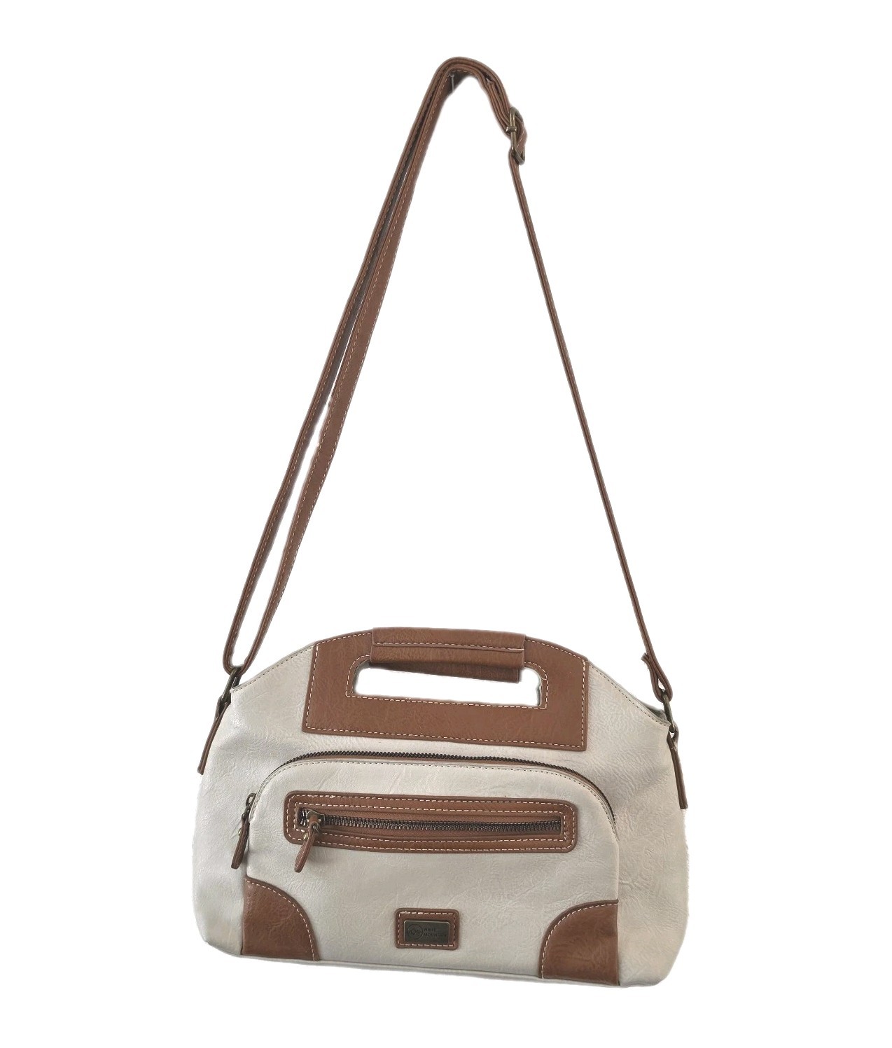 White Mountain Women’s Cream & Saddle Vegan Leather Crossbody Handbag Bag