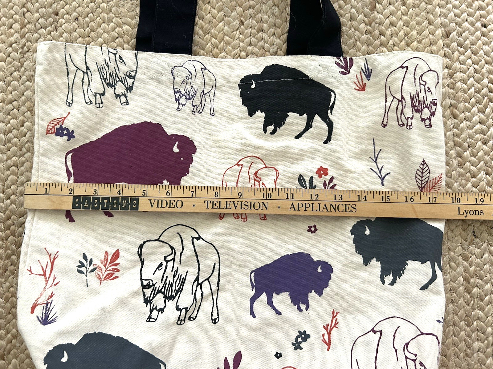 NEW Buffalo Bison Shopping Tote Canvas Bag LARGE American Studio Company NWT