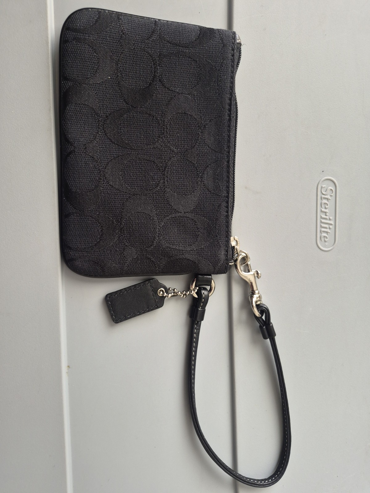 Brand new black/gray signature coach wristlet