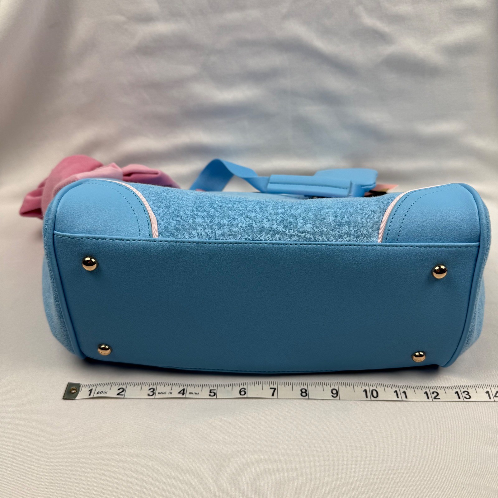 Juicy Couture Retro Strawberry Tote Blue Gleam Velour Bag Charm Coin Pouch NWT