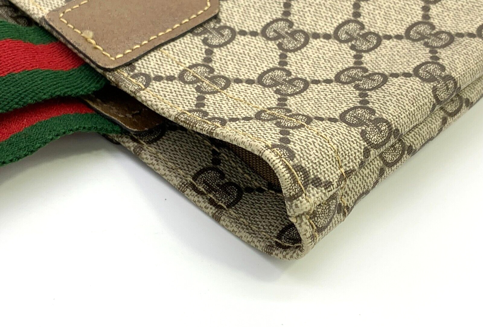 GUCCI VINTAGE Sherry Line Tote Bag GG Supreme Brown Everyday Authentic