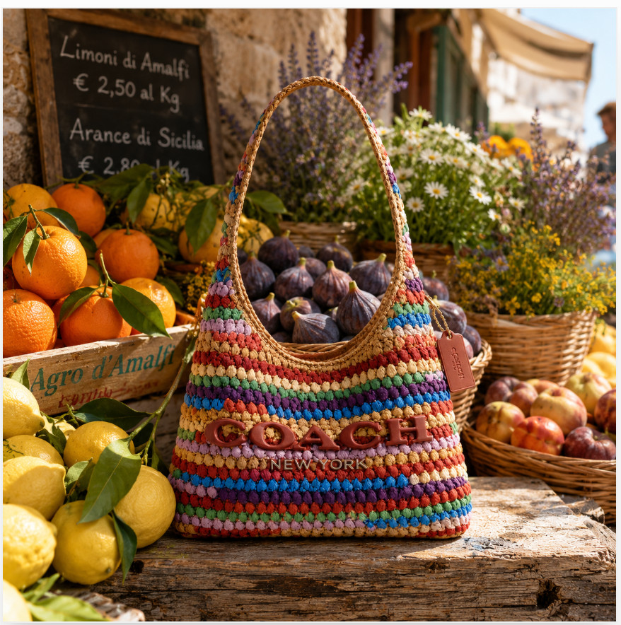 Coach Brooklyn 28 Multi Straw Shoulder Bag NWT Woven Hobo Summer Satchel + Dust