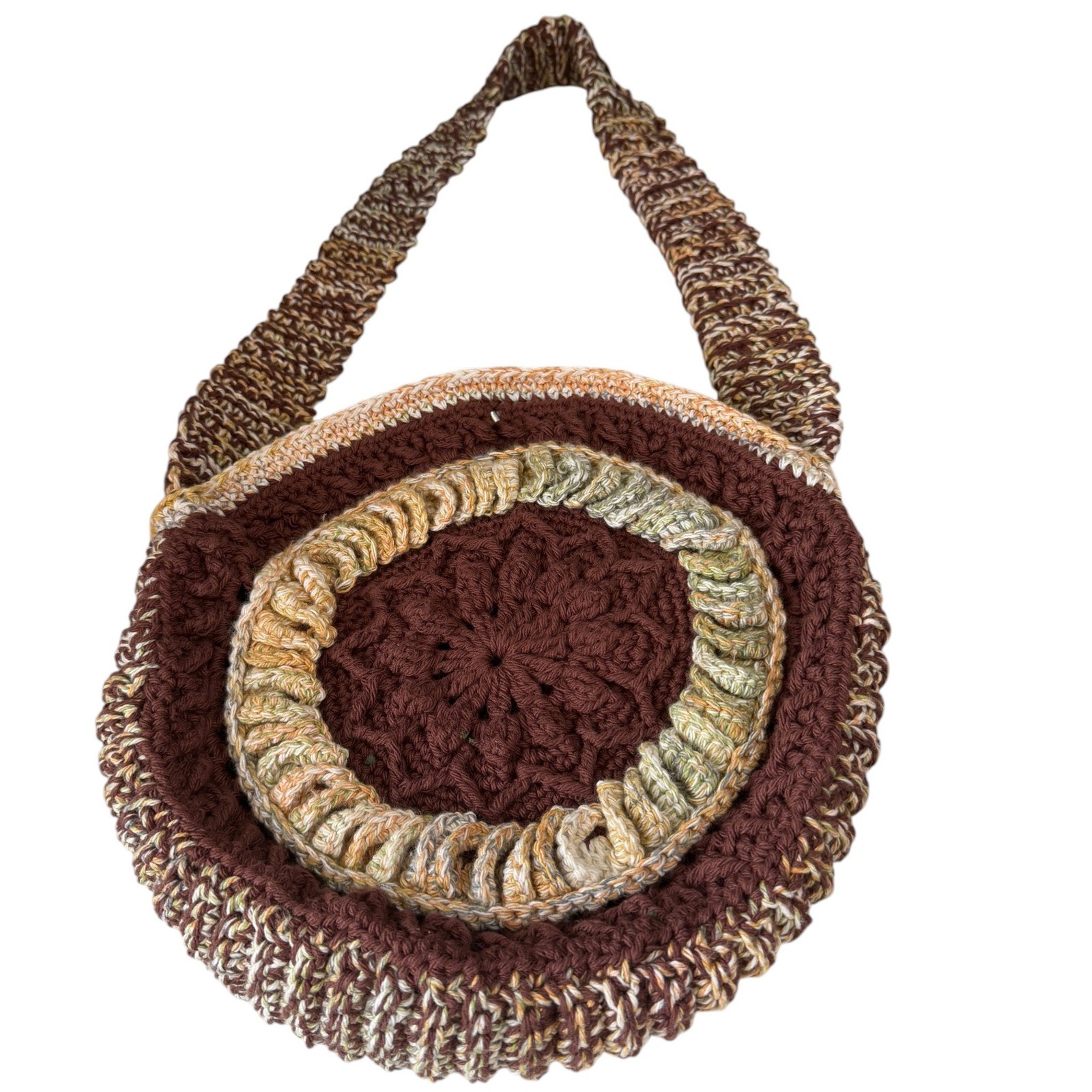 Handmade Crochet Round Bag Boho Cottagecore Festival Hippie Indie Shoulder Purse