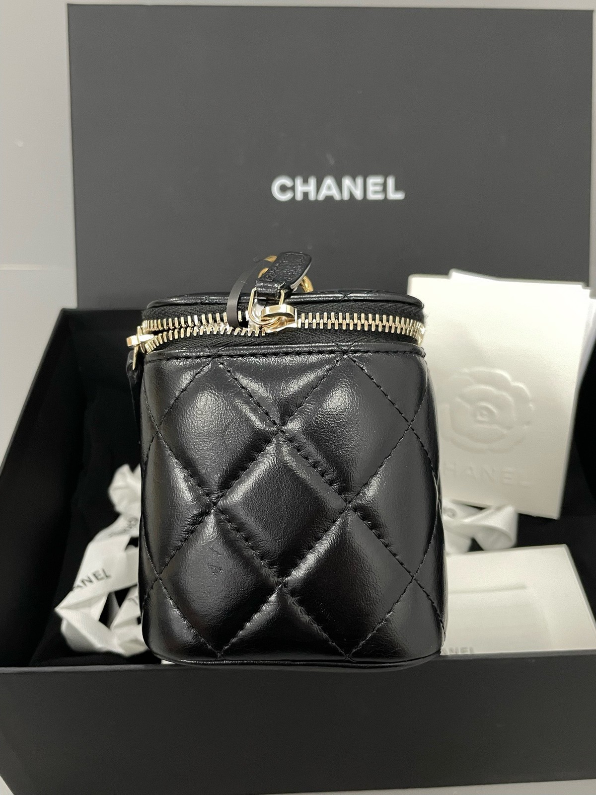Chanel 23B Vanity Case Black Lambskin Gold Adjushtable Ball Chain [Duties Paid]
