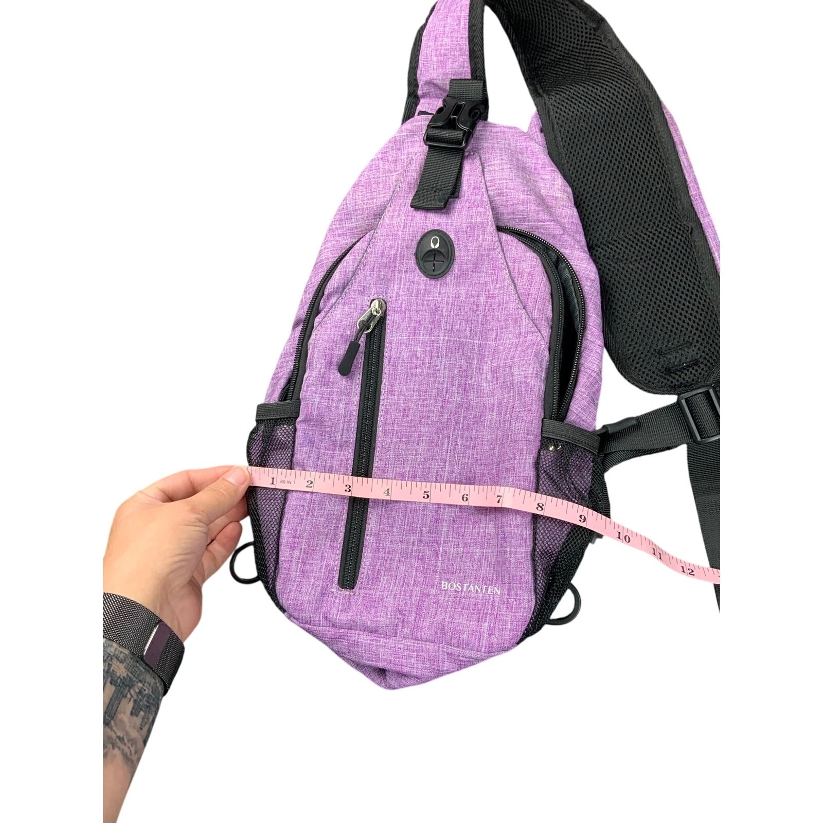 BOSTANTEN Purple Sling Backpack Crossbody Chest Bag Travel Daypack USB Port