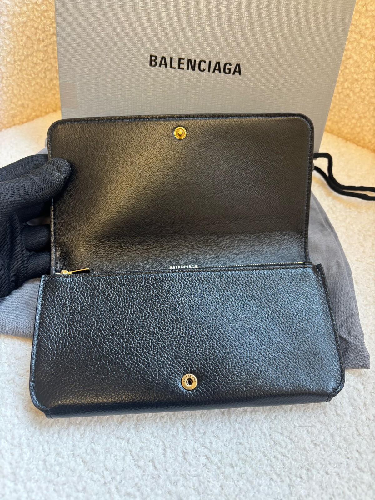Balenciaga Classic Normal Black Grained Calfskin Large Long Wallet Duty Paid