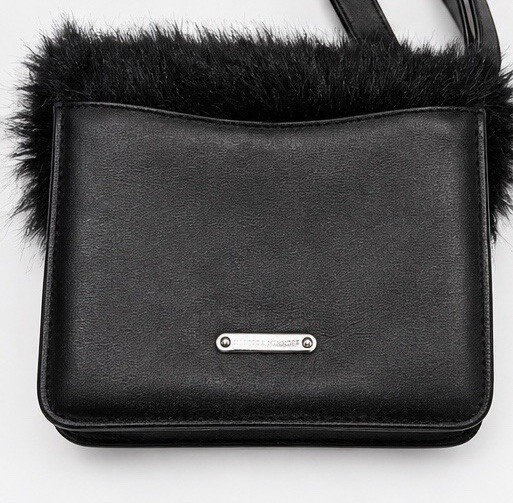Rebecca Minkoff Black Small Shoulder Bag w/Fur Flap, Silver Hardware, Dust Bag