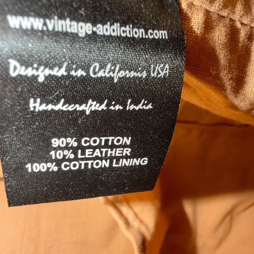 NWT Vintage Addiction Upcycled Military Tent Canvas Bag Leather Trim