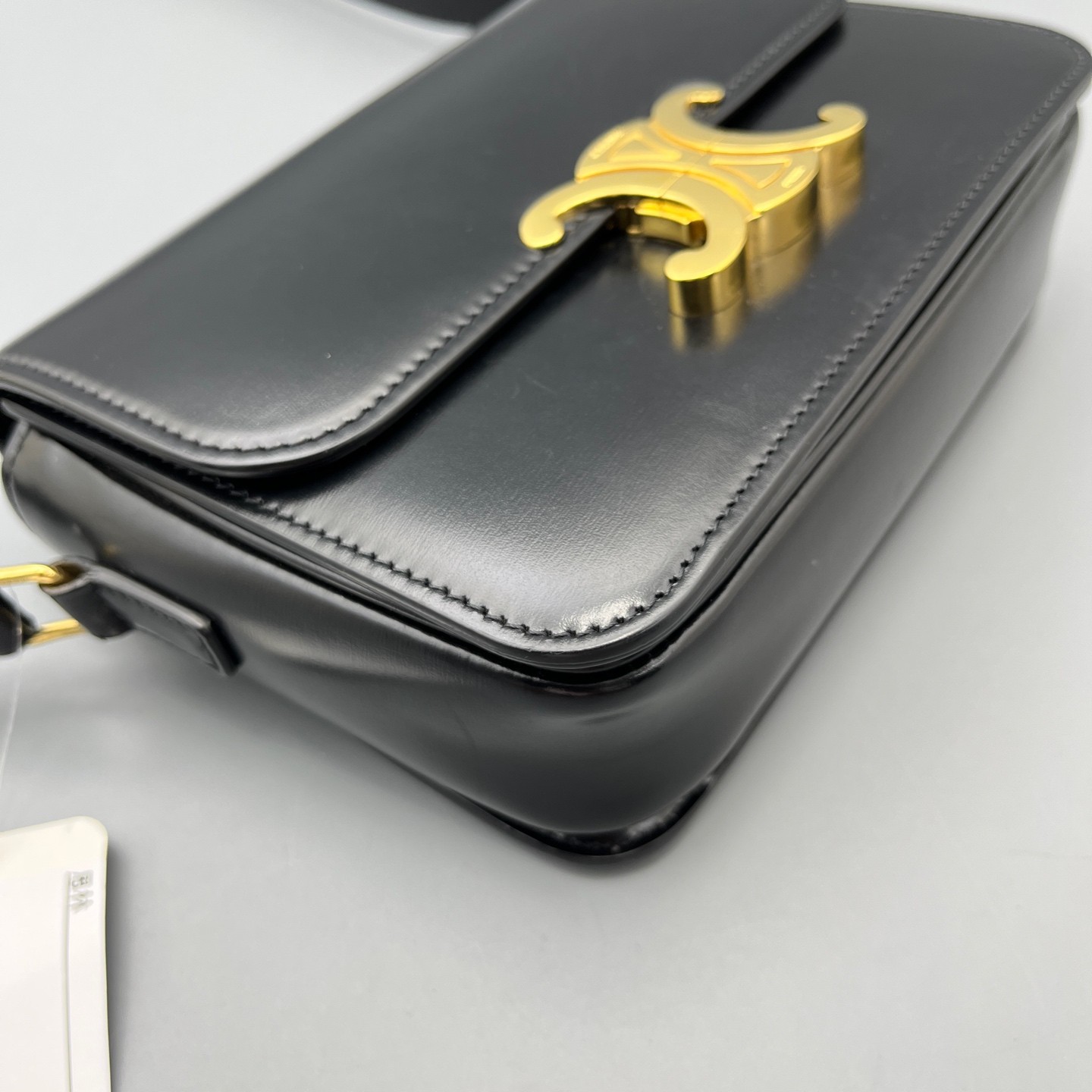 Celine Teen Triomphe Small Black Box Calf Leather Crossbody Bag Duty Paid