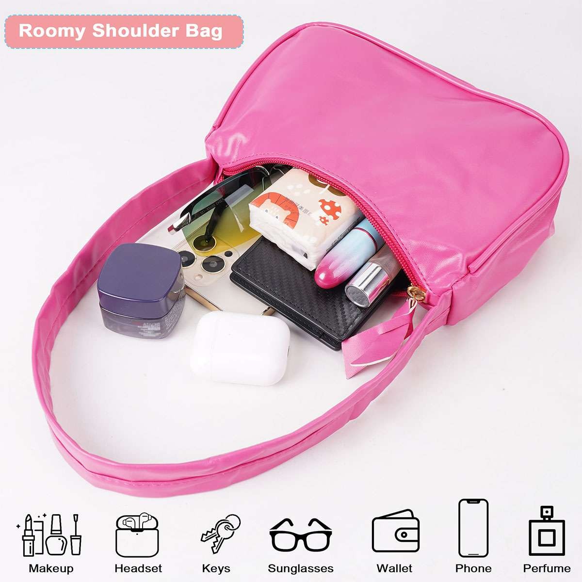 Womens PU Leather Tote Bag Handbags Ladies Purse Satchel Shoulder Underarm Bag