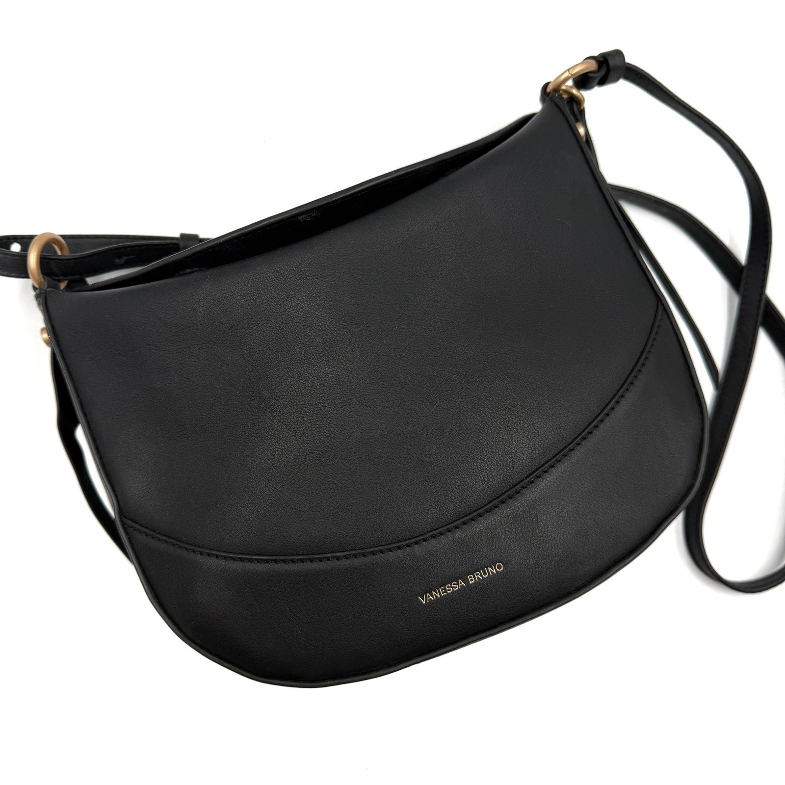 Vanessa Bruno Medium Leather Daily Bag Crossbody Black Leather