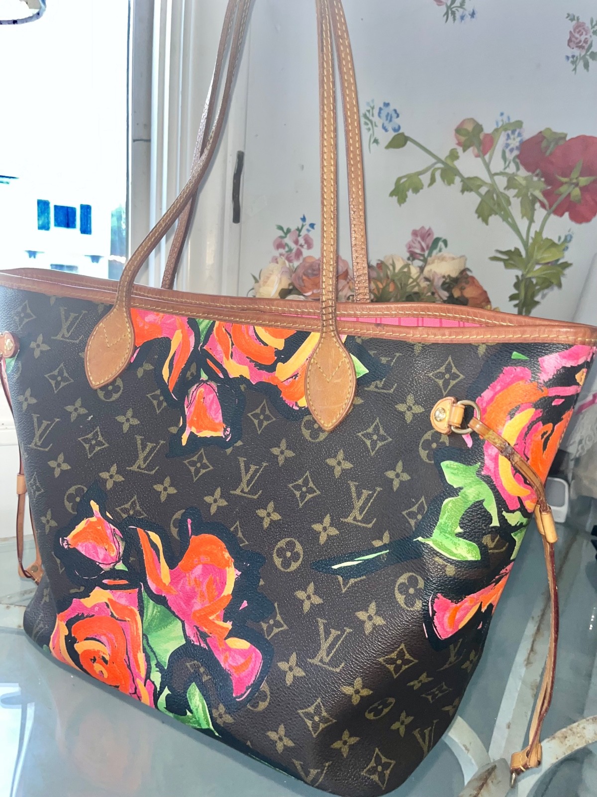 louis vuitton bag women authentic with flowers