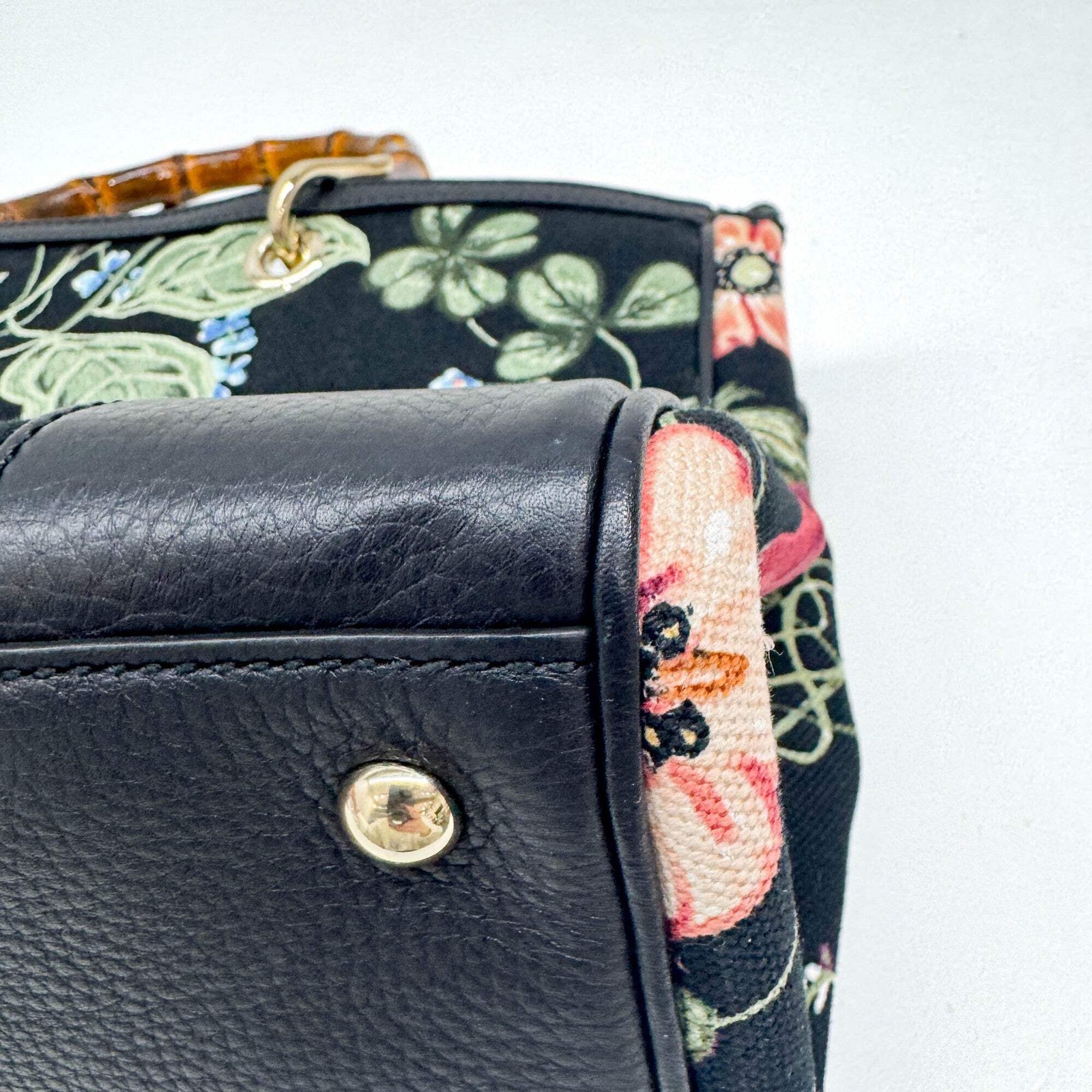 GUCCI Bamboo Shopper Multicolor Floral Canvas Handle Bag