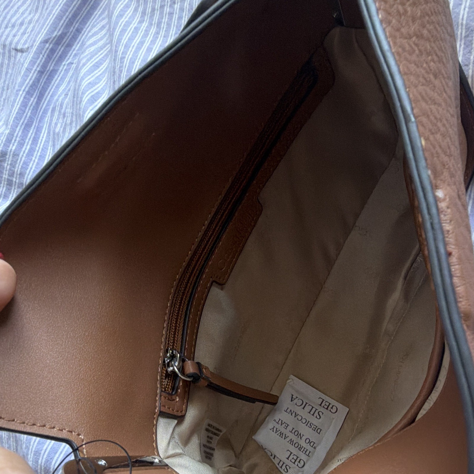 Calvin Klein Small Brown Pebbled Shoulder Bag, Inner Pockets. New with tags