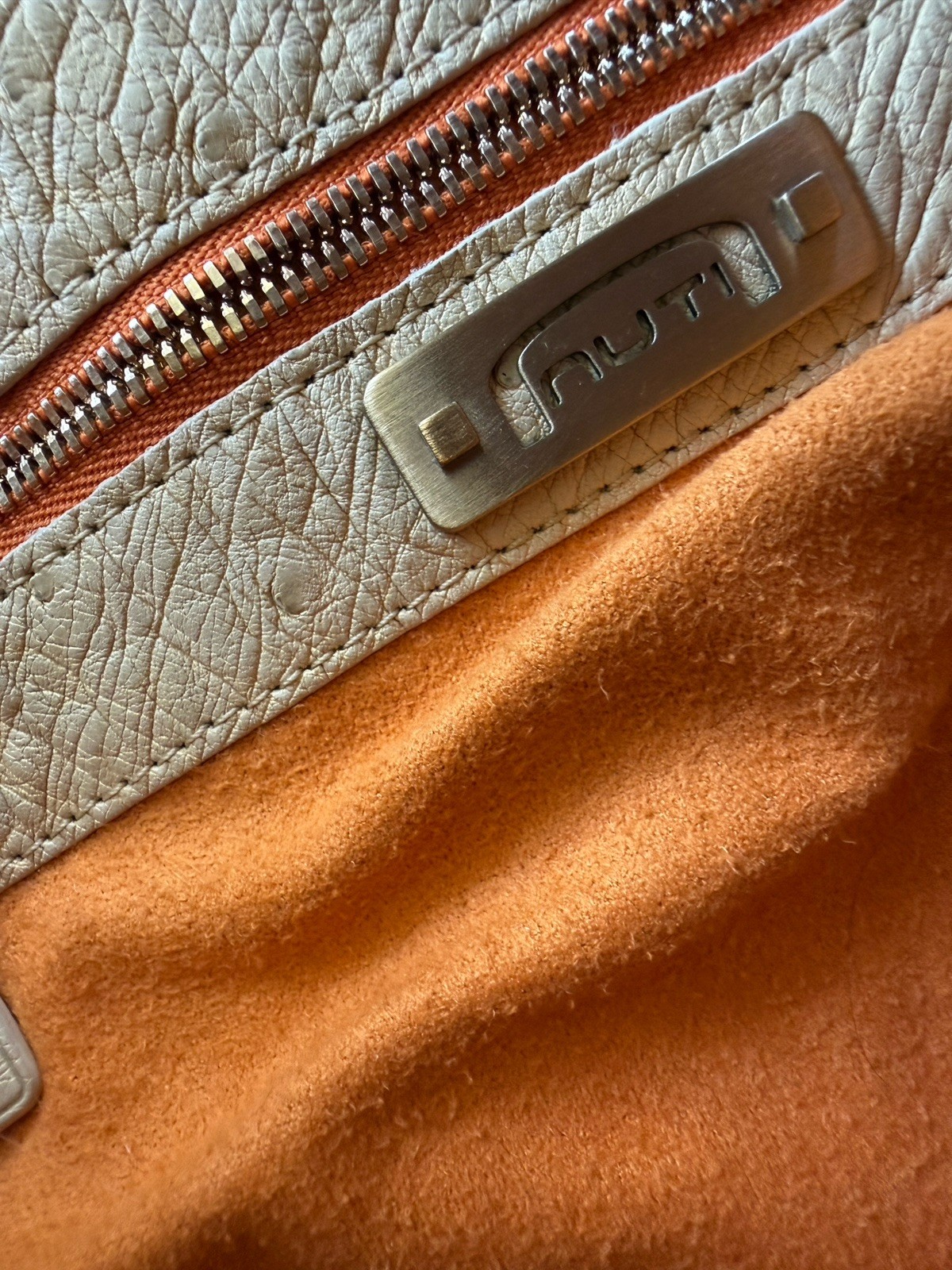NUTI Ostrich Hobo Shoulder Bag Handbag, Pale Yellow/Gold