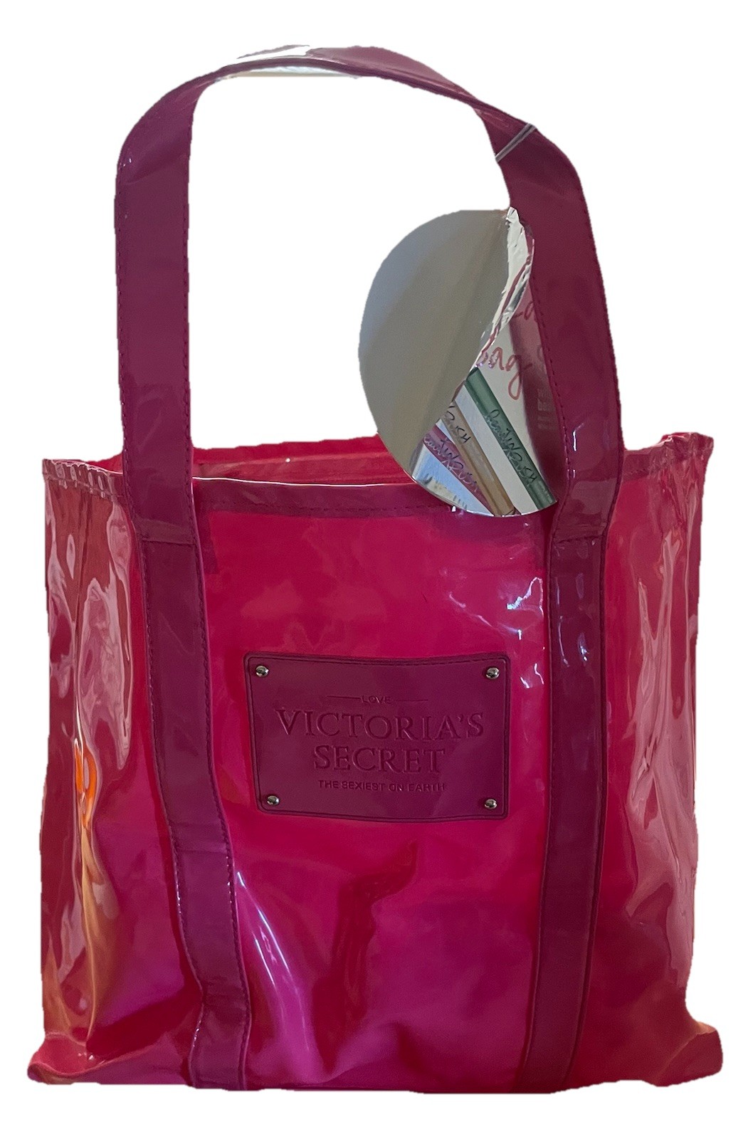 VICTORIA’S SECRET BEAUTY Candy HOT PINK VINYL TOTE BAG, NEW Barbie PVC