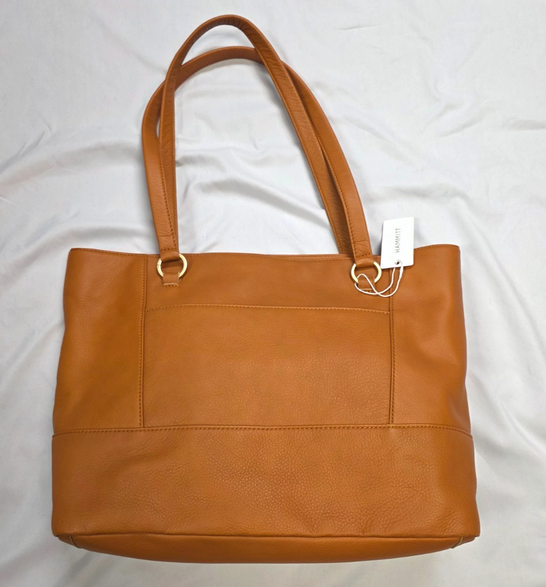 $435 New HAMMITT Anderson Tote Shoulder Brown Pebbled Leather Stud O-Ring Nectar