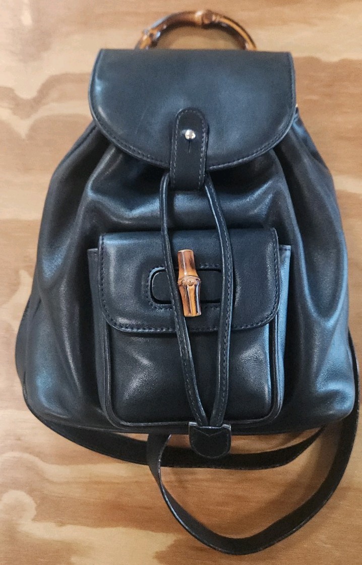 Gucci Bamboo Mini Backpack In Navy Blue