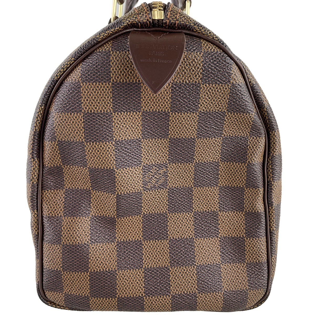 Louis Vuitton Damier Speedy 25 Leather Fabric Brown Handbag 4523