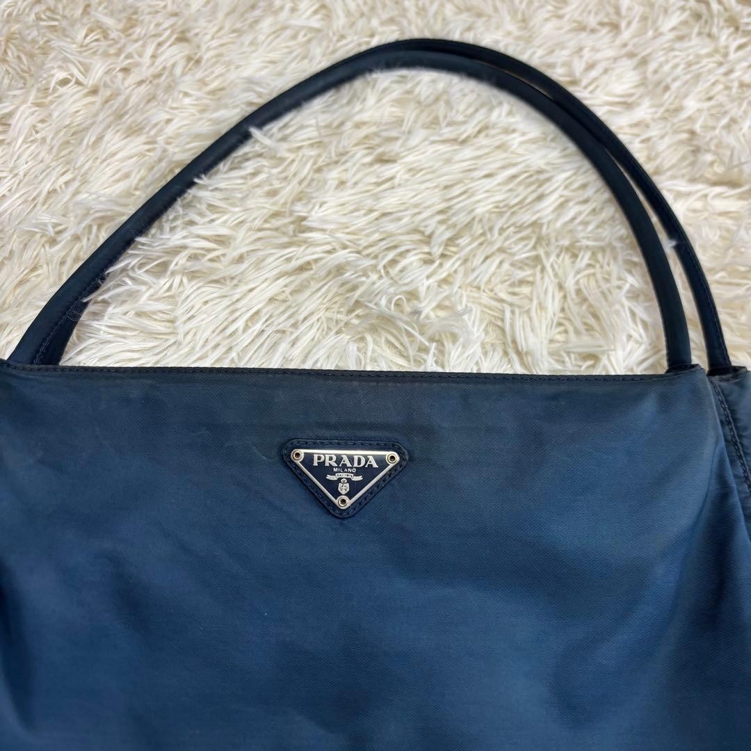 Authentic PRADA Nylon Tote Bag Navy 30cm x 27.5cm x 7cm Damaged