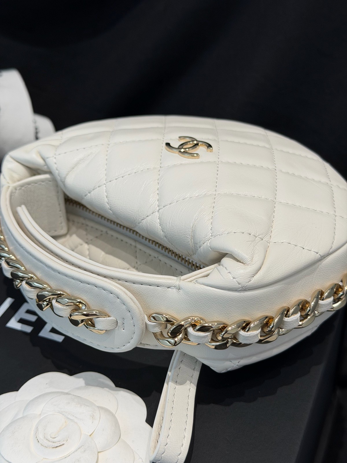 Chanel 23C Hula Hoop Hobo Bag Top Handle Clutch Lambskin Quilted [Duties Paid]
