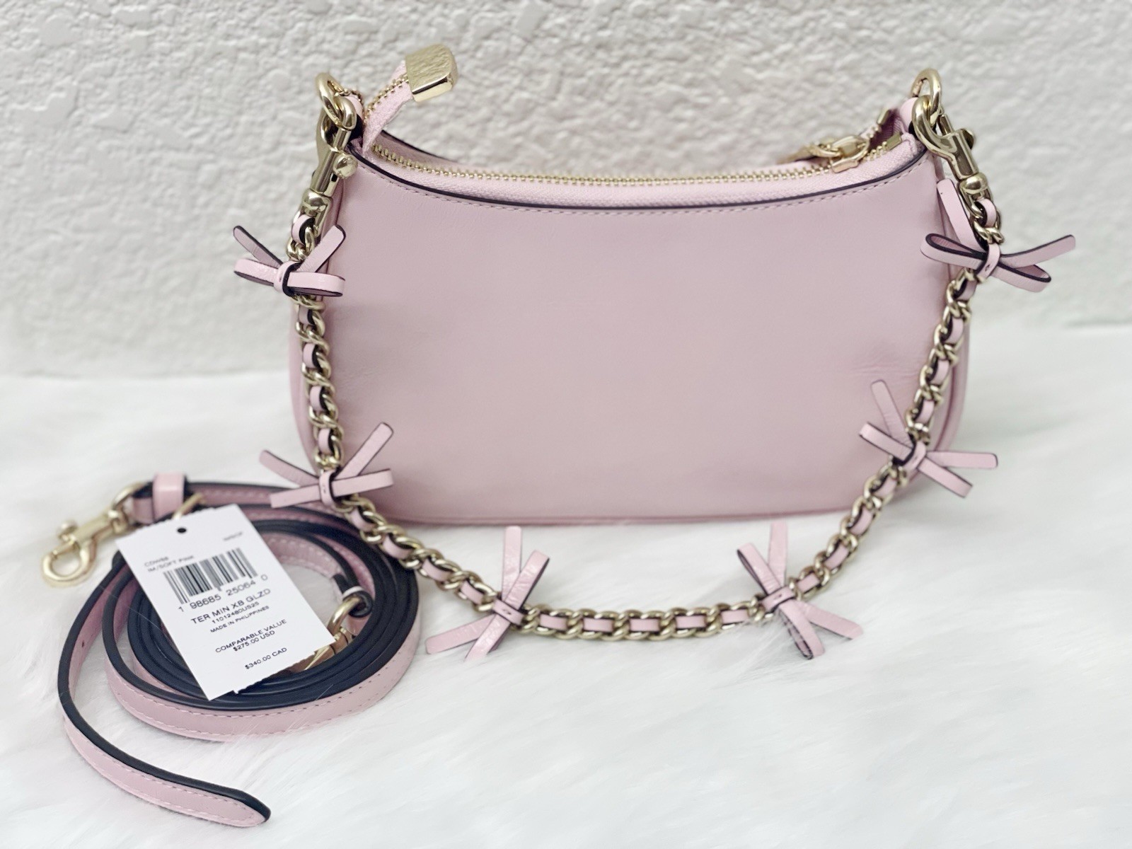 NWT Coach Teri Mini Crossbody Bag With Bows CDW68 In Soft Pink