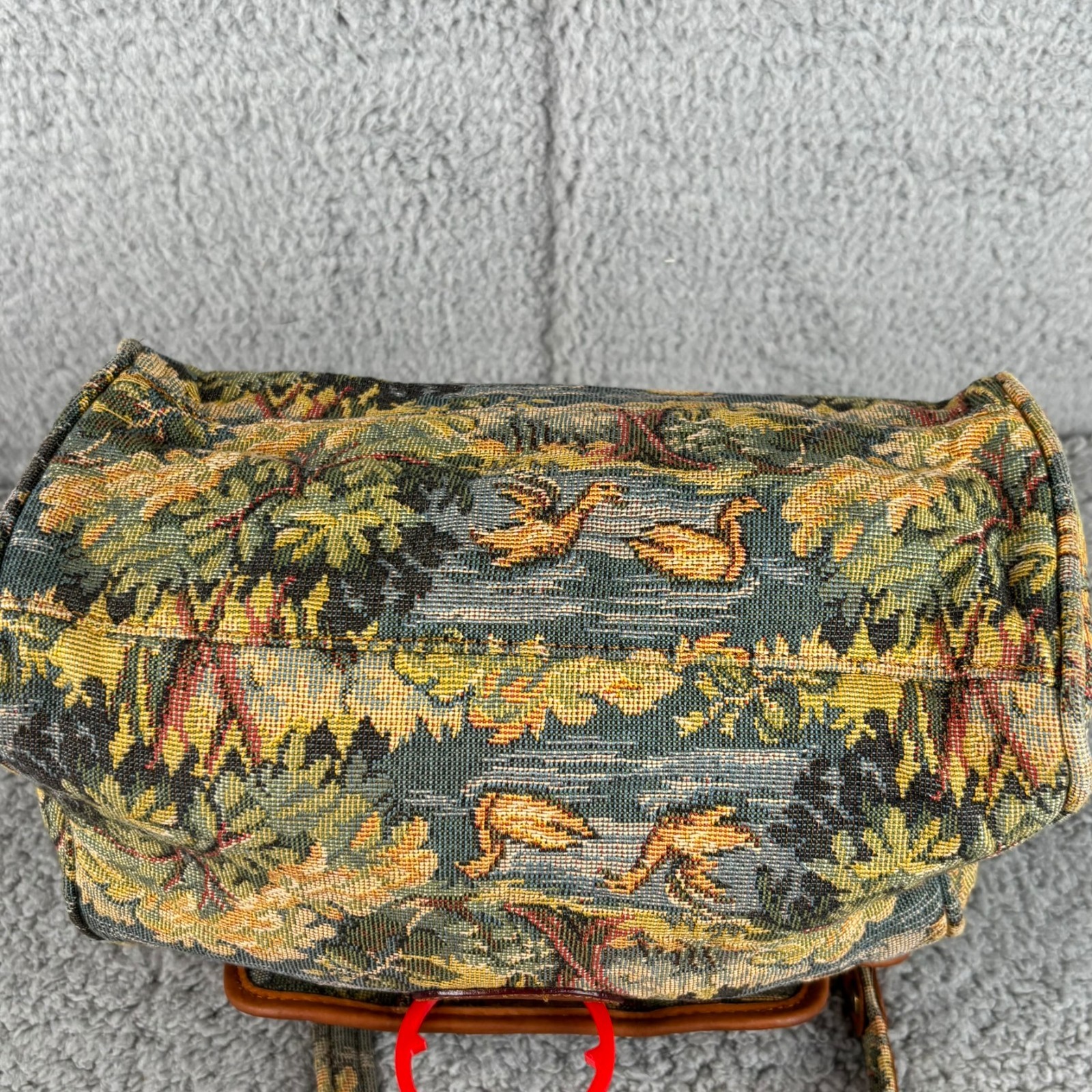 Gobelins Art Tapestry Convertible Crossbody Satchel Bag Swan Duck Pond Scenic