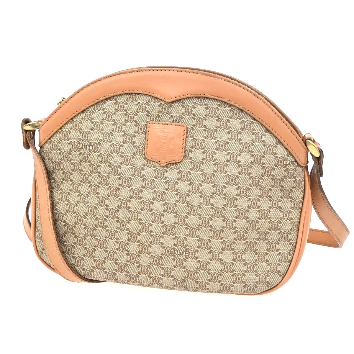 CELINE Macadam Pattern Crossbody Shoulder Bag PVC Leather Brown Italy 62KC868