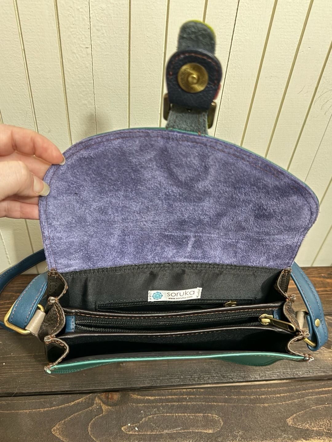 Soruka Quinn Recycled Leather Multicolored Crossbody Purse