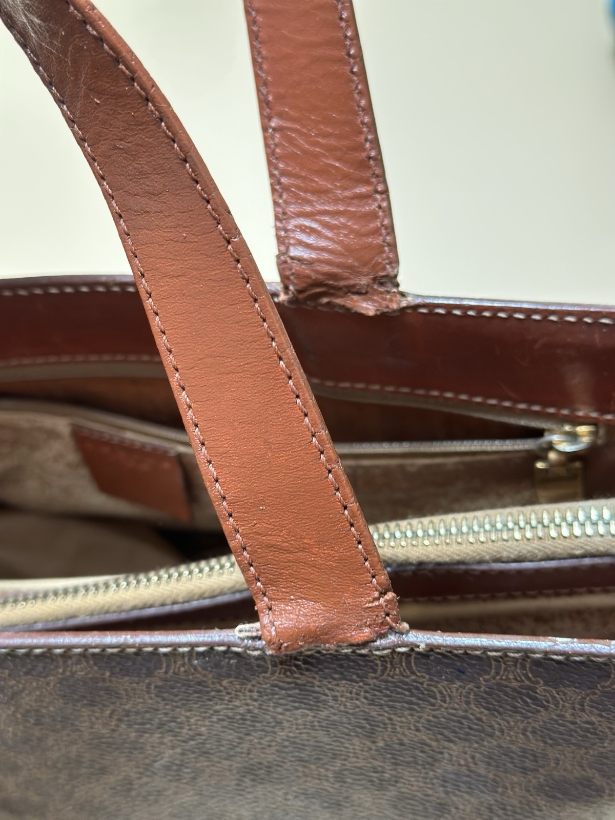 Celine Macadam Tote Bag Vintage Brown PVC Leather Italy MC97/2 Authentic