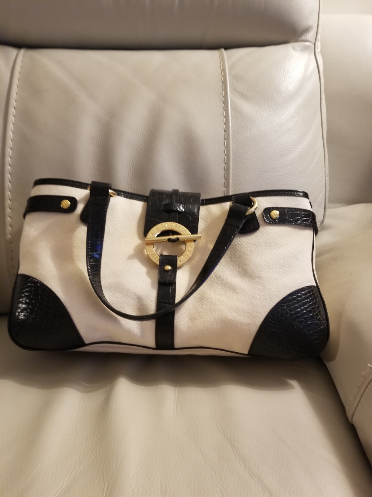 Ralph Lauren Canvas and Croco Handbag