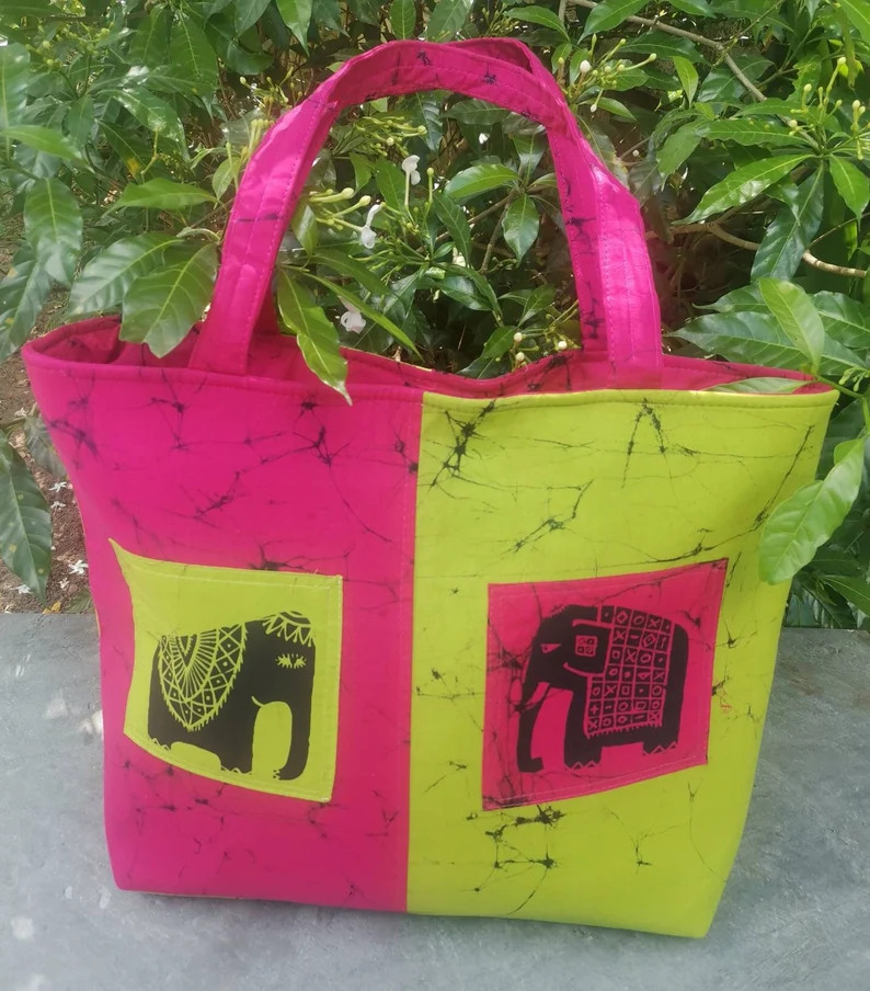 Batik Shoulder Bag, Handmade in Sri Lanka, Unique print, Tote Bag, Beautiful