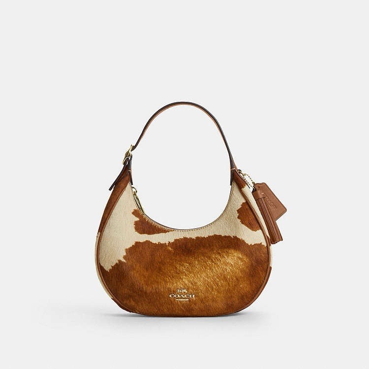Coach Emily Shoulder Bag In Haircalf With Cow Print CDX23 Gold/Cow Multi