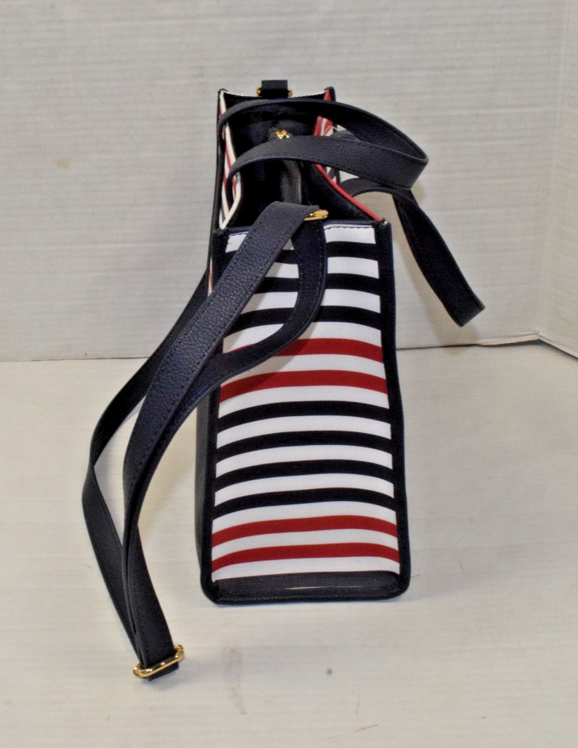 Tommy Hilfiger Tote Bag Red White Blue Striped 10 X 12 Inches NWT