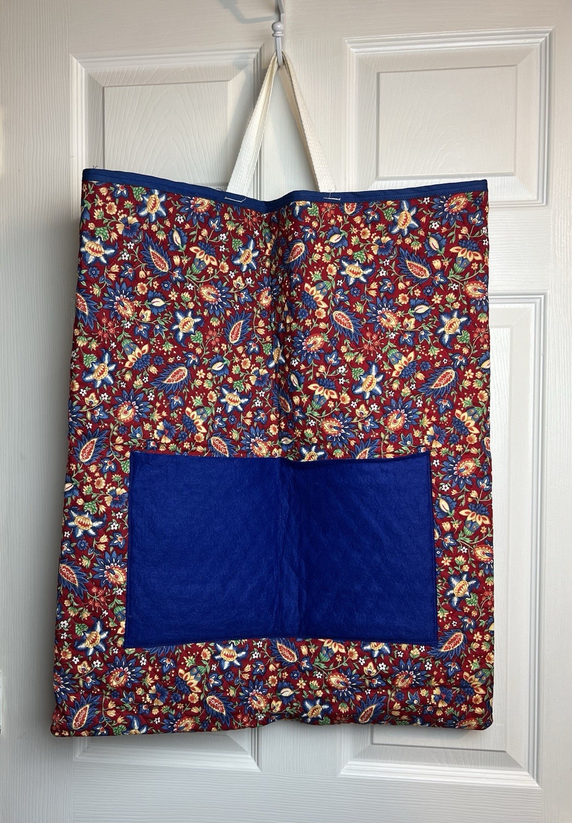 Floral Paisley Tote Market Beach Bag Multipurpose Red Blue 21”x25” XL Handmade