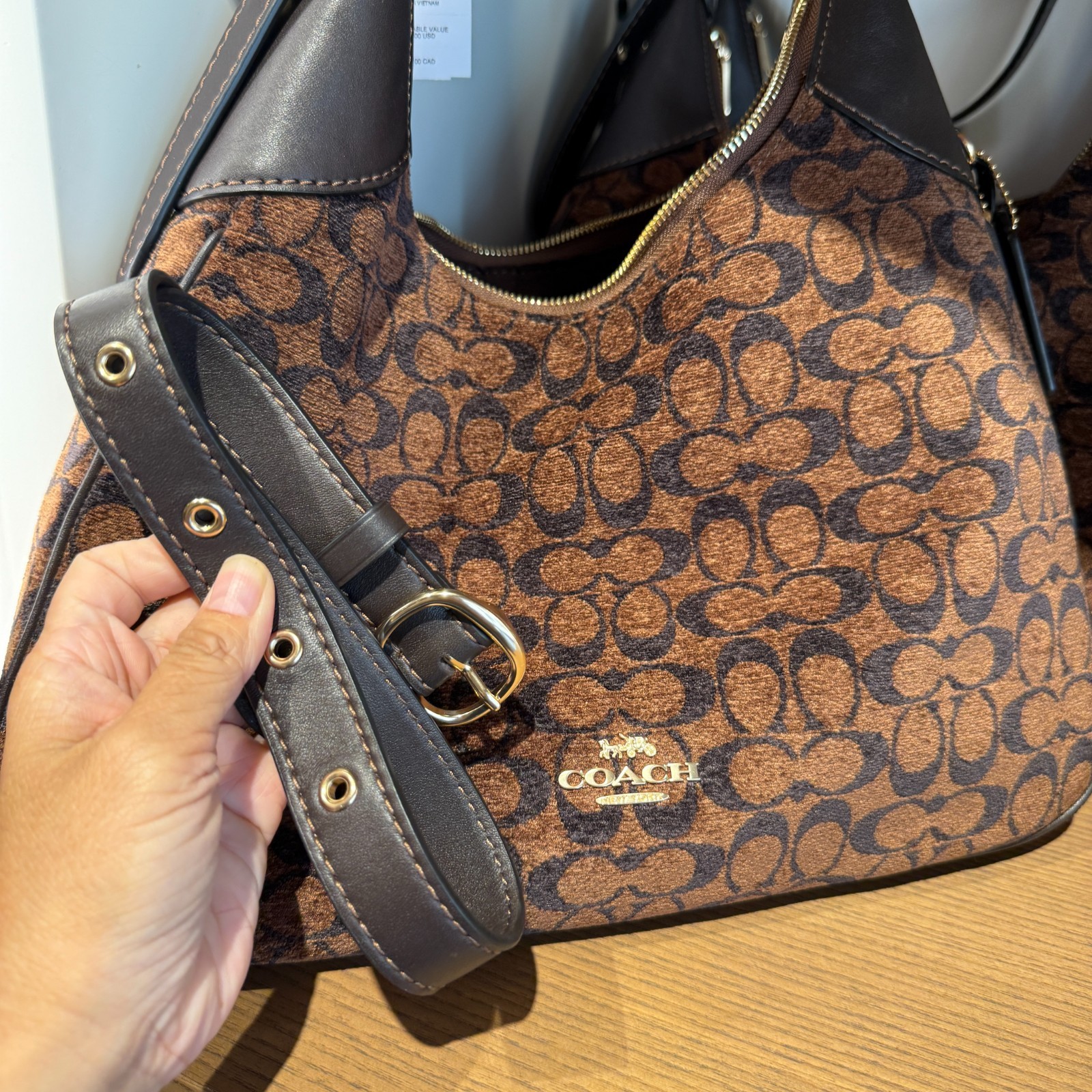 Coach CCE49 Ella Shoulder Bag In Signature Chenille Gold