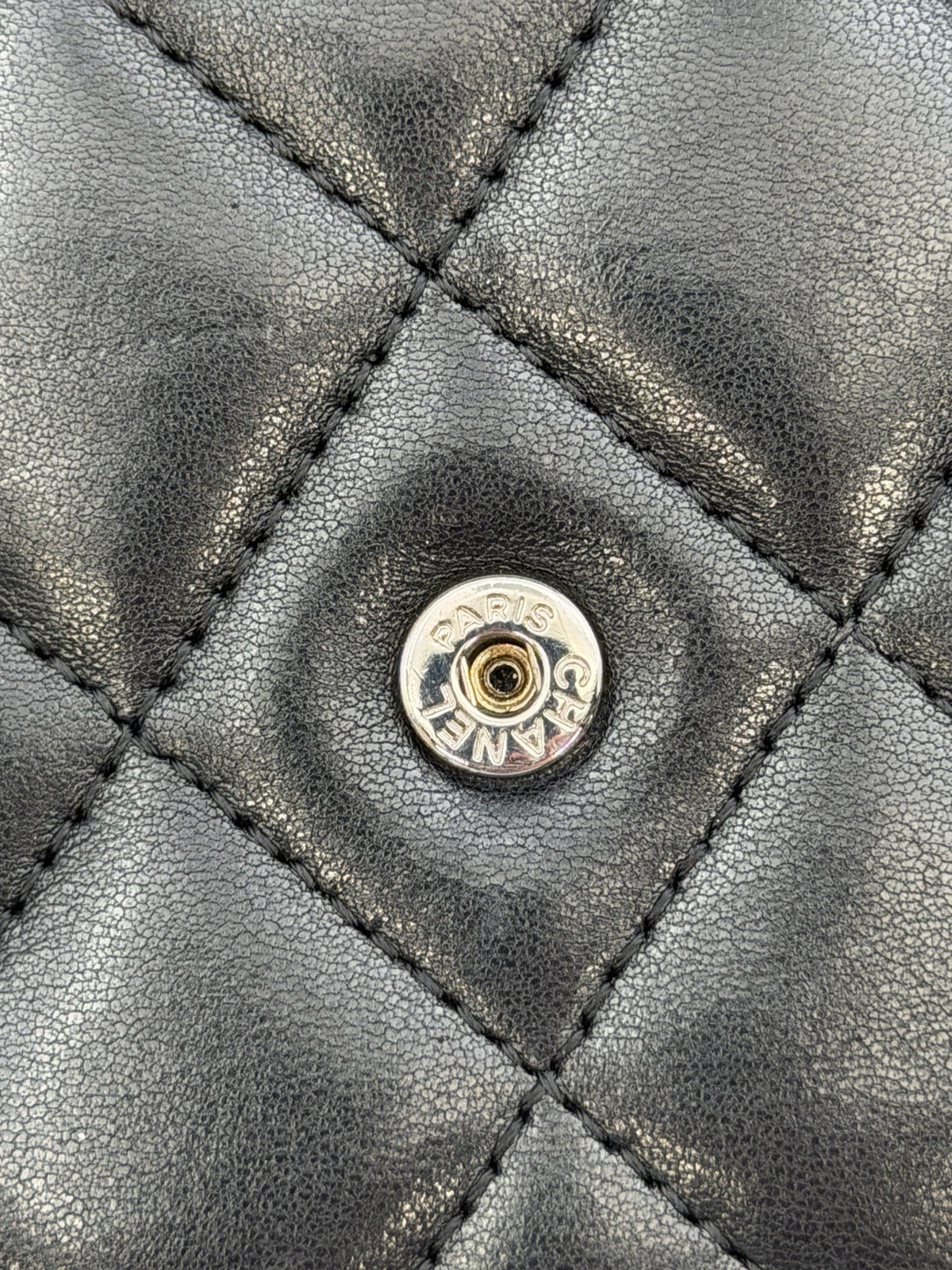 Chanel Black Lambskin O Mini Bag WOC Silver Hardware Original Box Receipt Card