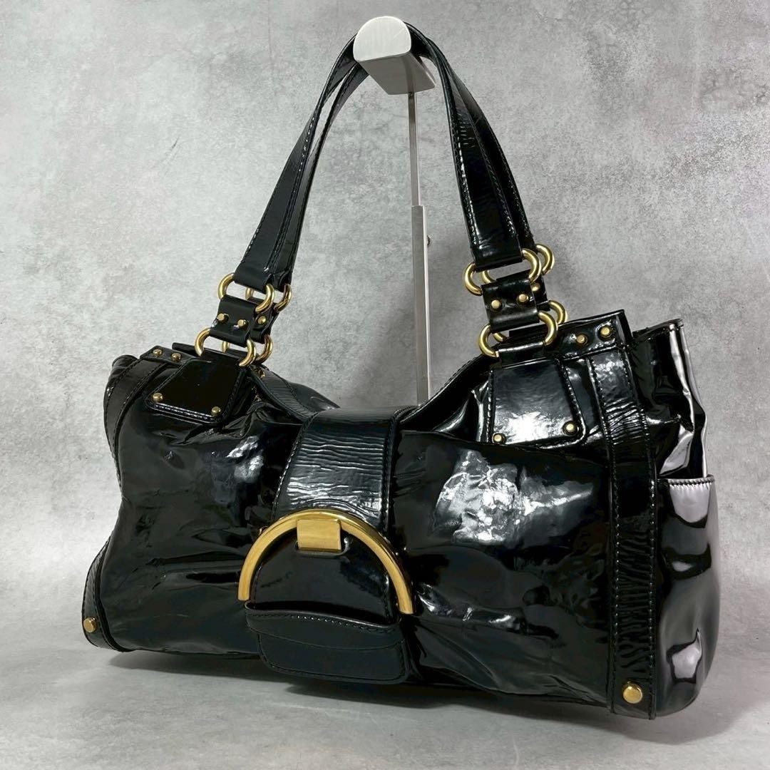 Sergio Rossi Shoulder bag Patent leather Black Vintage From Japan Y2K