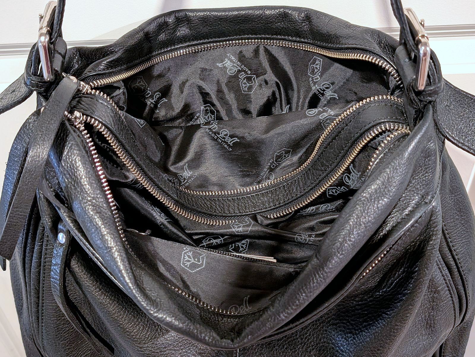 EUC VALENTINA ITALY SUPPLE PEBBLED LEATHER HOBO BLACK HANDBAG PURSE TOTE
