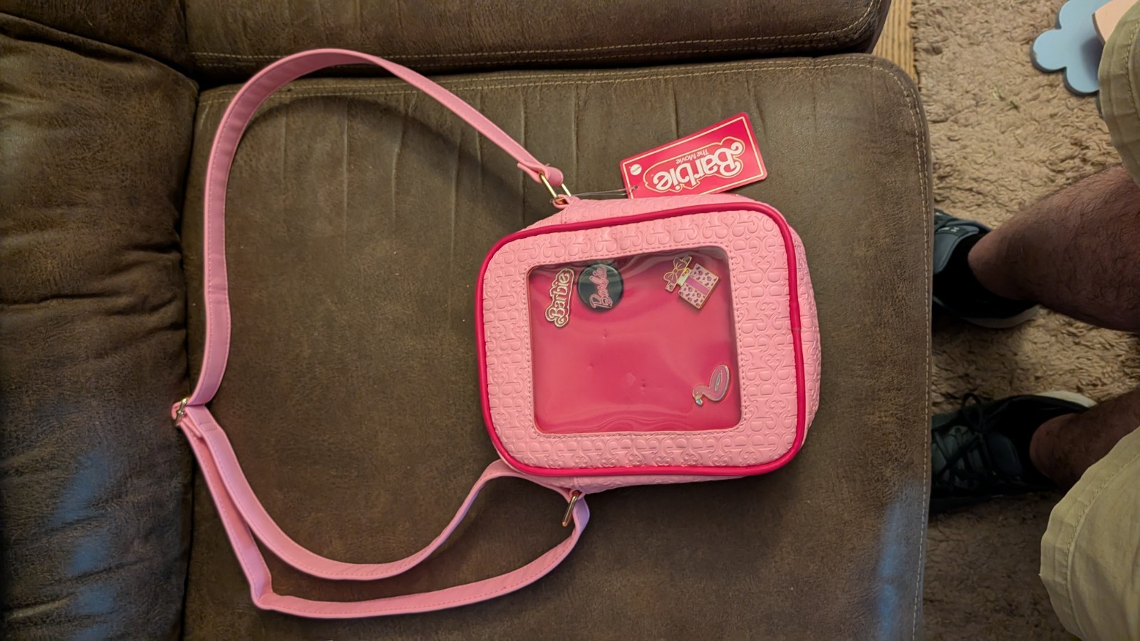 Barbie The Movie Pink Crossbody Bag With Pin Pocket. New With Tag