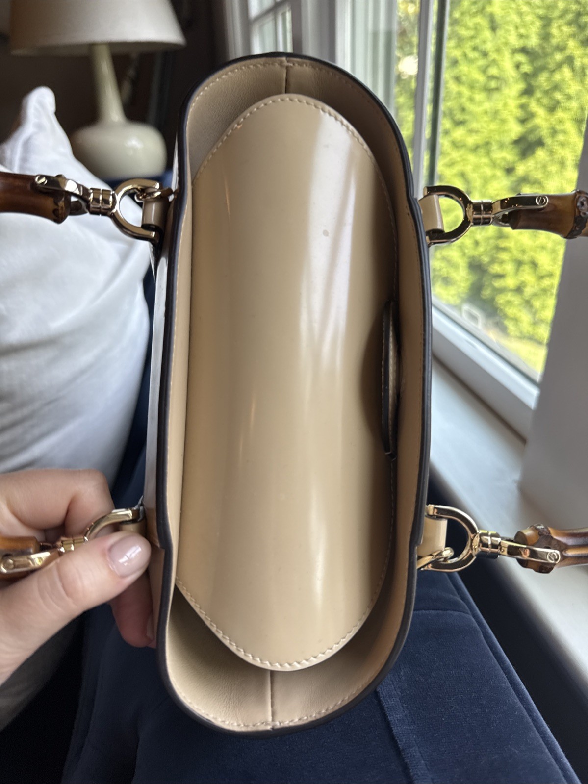 Women’s Purse GUCCI Spice Lux Bamboo Basket Bag Sand Storm NO LONG STRAP