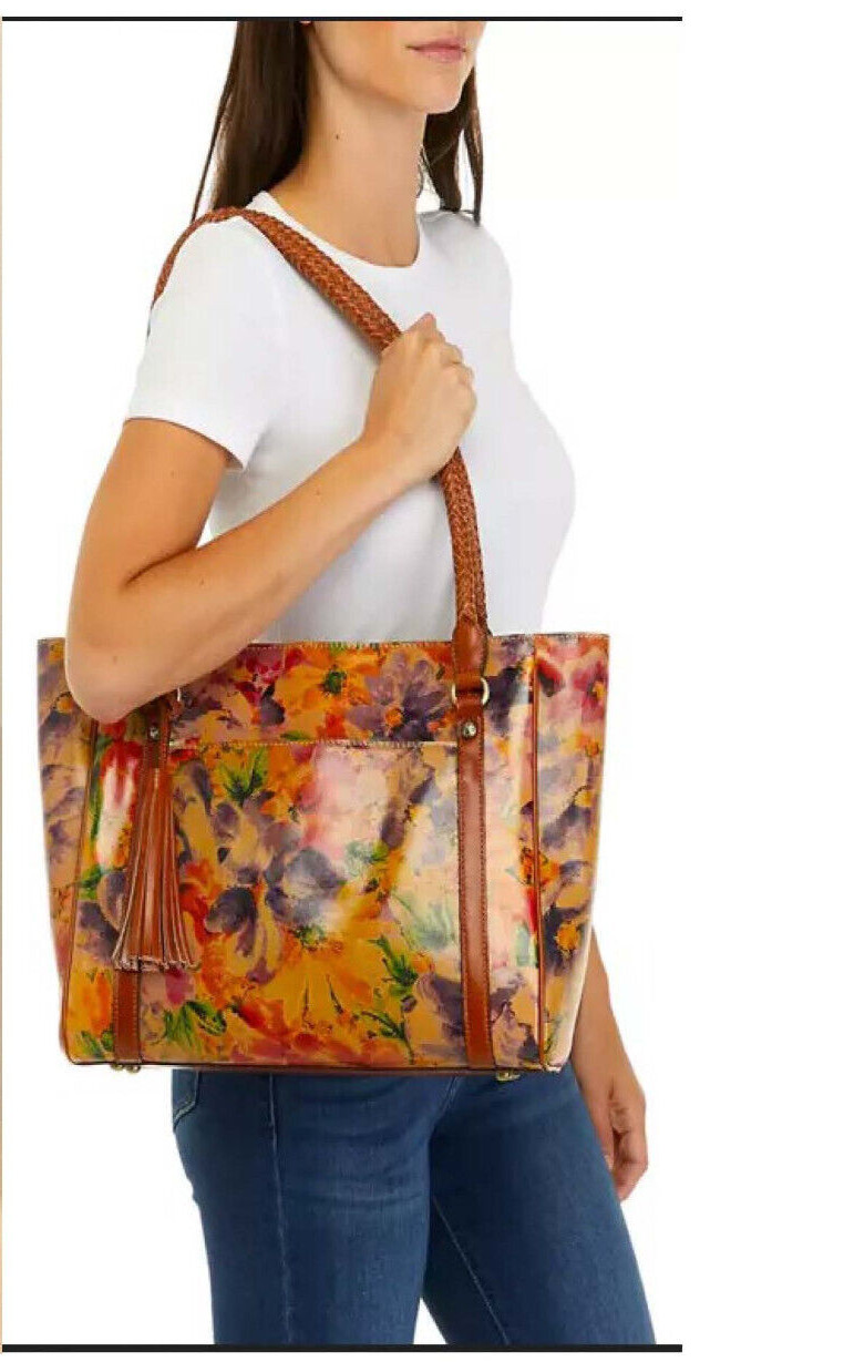 $299 NWT PATRICIA NASH Cameley Large Tote Smooth Brown/Tan Leather