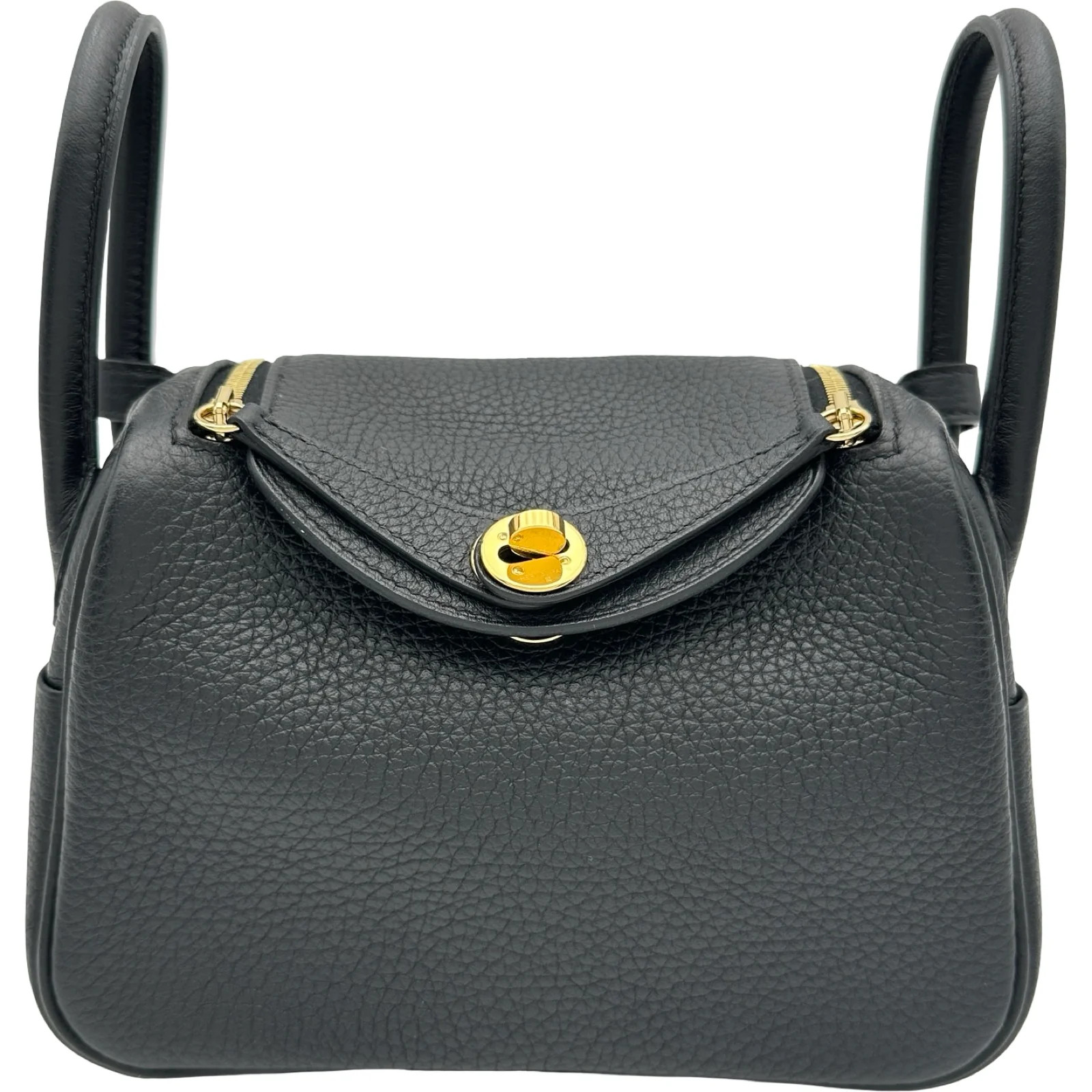 HERMES Lindy Mini Black Taurillon Leather Shoulder Bag #OKB4642