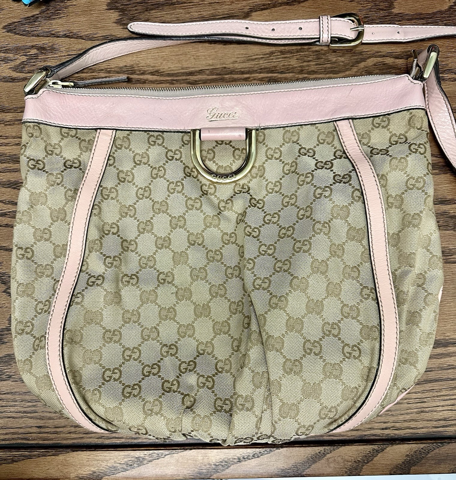 Gucci Crossbody Pink Biege Canvass Leather