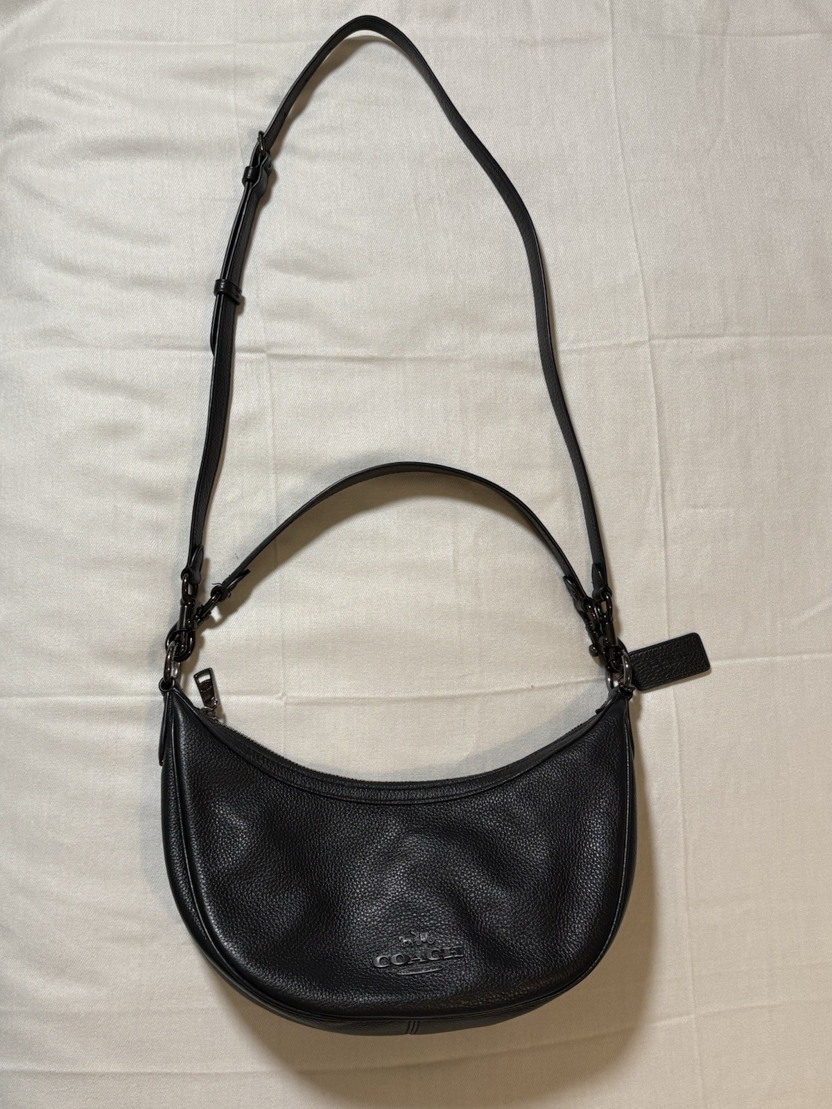 Coach Aria CP099 Black Pebbled Leather Shoulder Crossbody Bag Gunmetal EUC