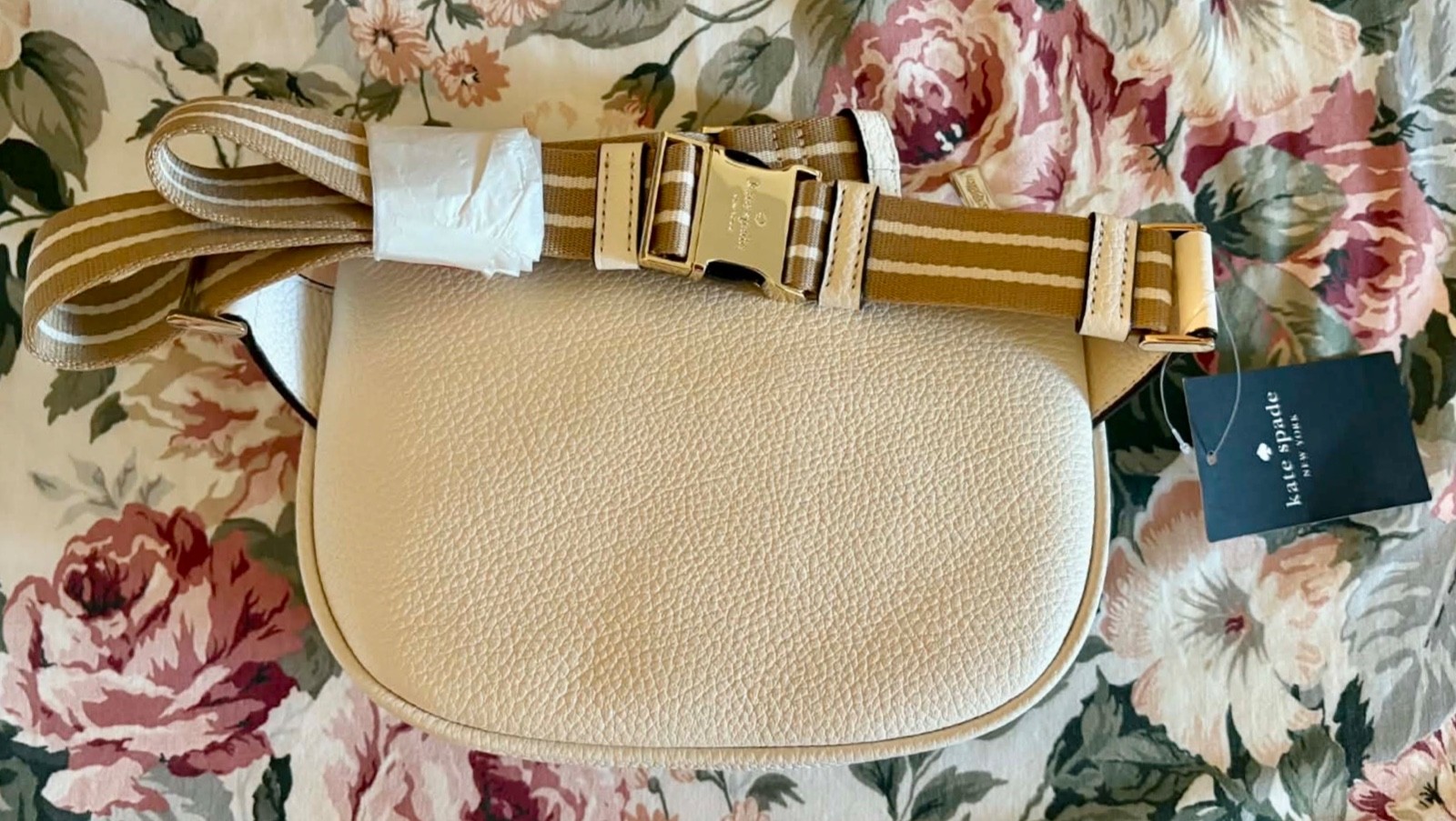 $299 Kate Spade Rosie Belt Bag Parchment White Pebbled Leather, NWT!