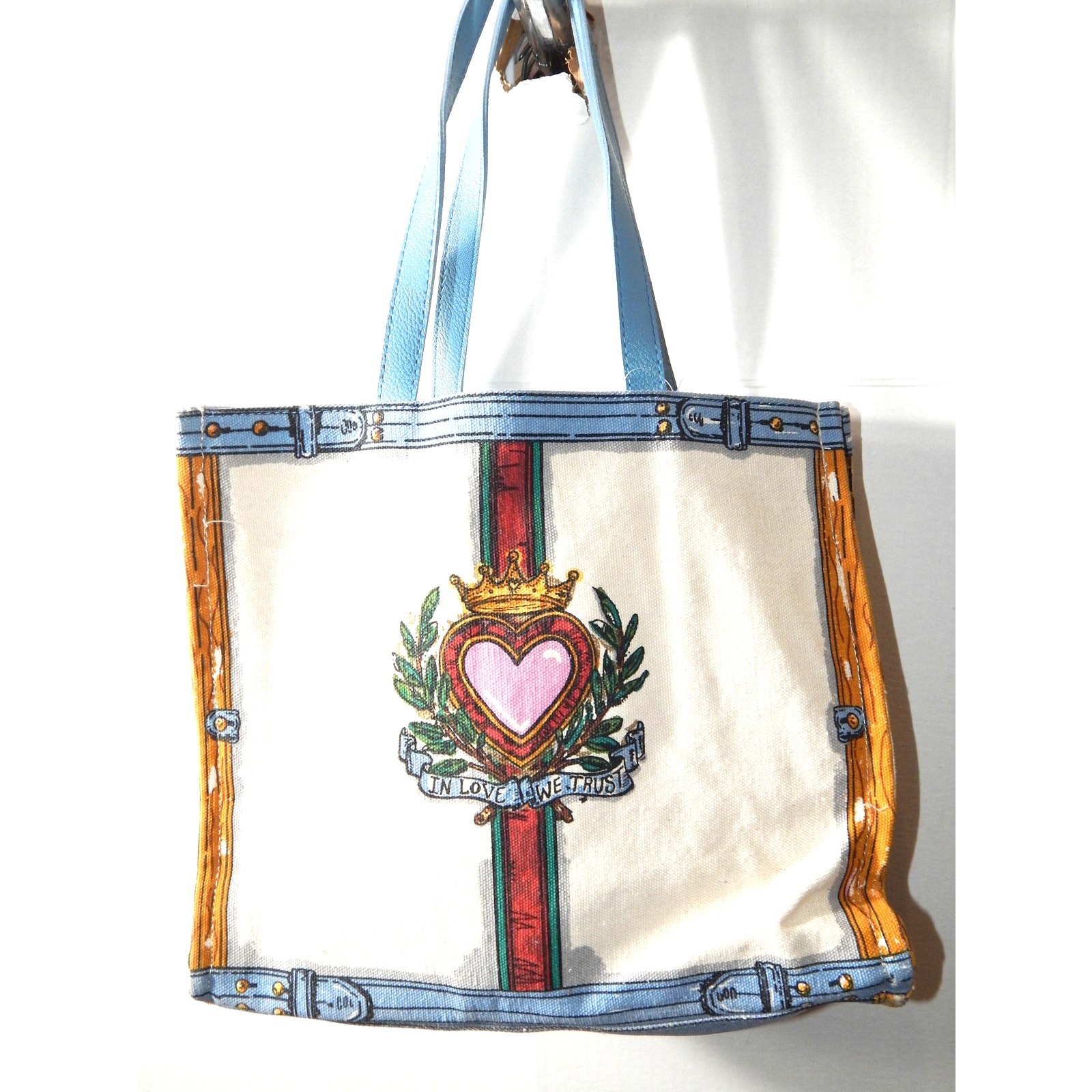 New Brighton “In Love We Trust” Queen of Hearts Print Canvas Shoulder Tote Bag